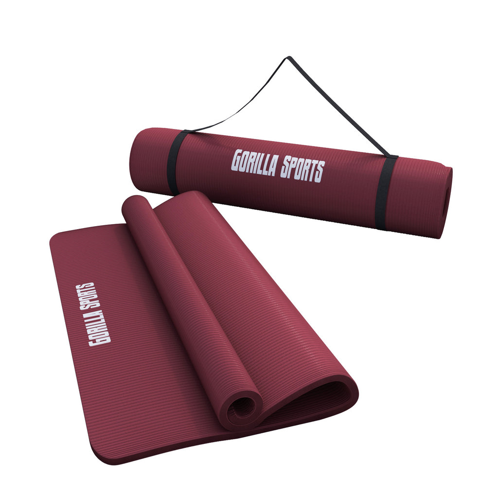 Võimlemismatt kanderihmaga 190 x 100 x 1,5 cm, veinipunane