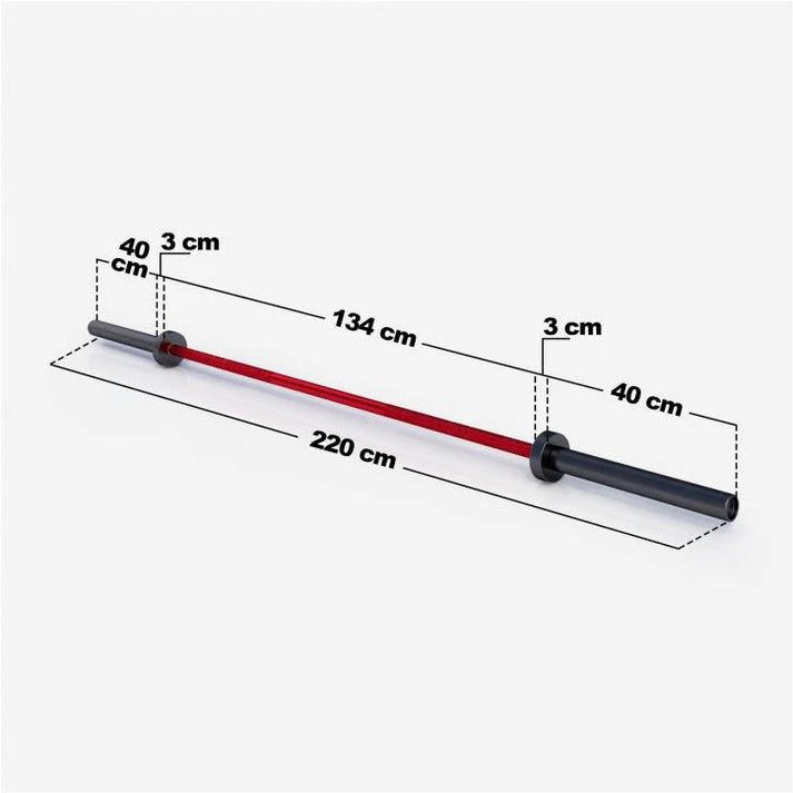 Olümpia-kang 220 cm 20 kg punane/must