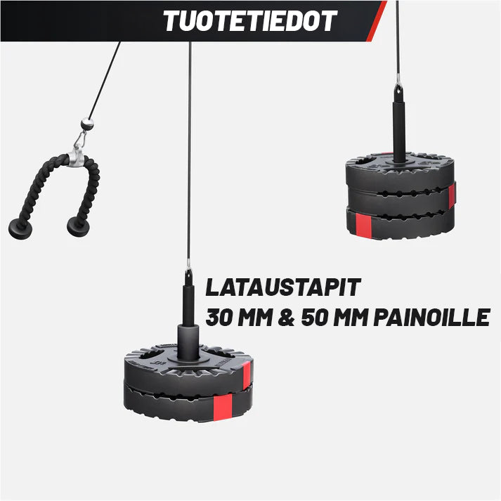 Riputatav plokksüsteemi komplekt koju triitsepsiköiega