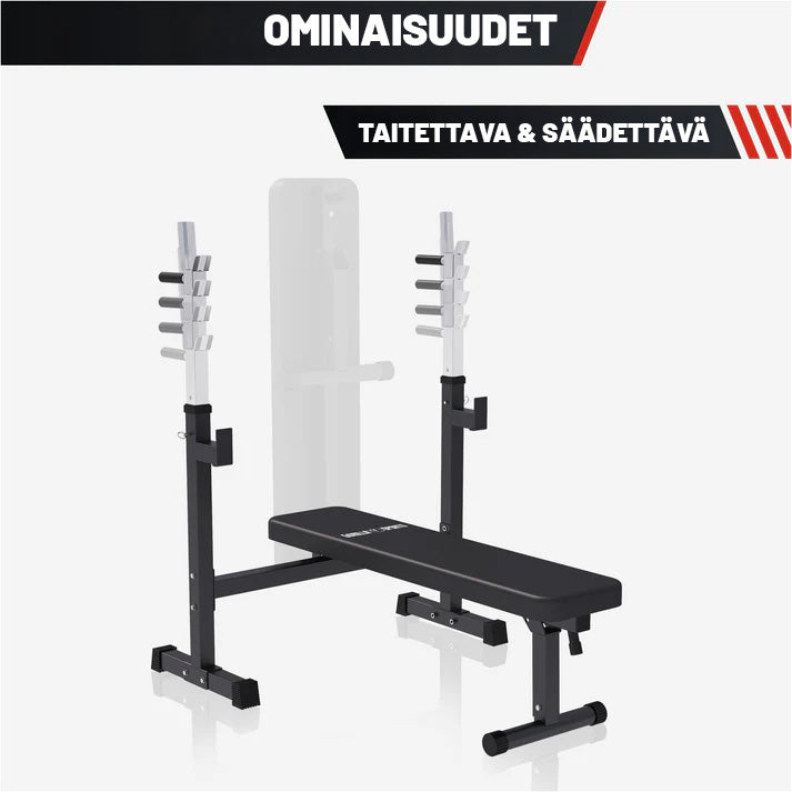 Kokkupandav jõutõstepink + 100 kg kangikomplekt