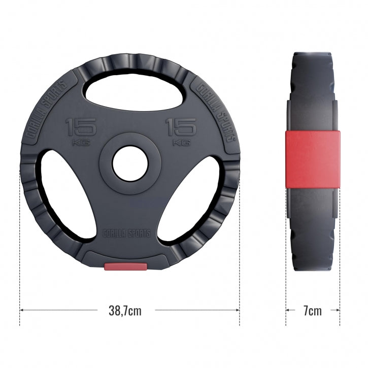 Tri Grip vinüülkattega raskusketas 15 kg 50 mm