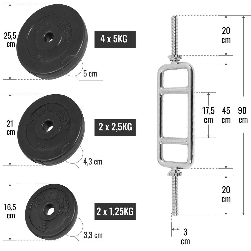 Triitsepsikangi komplekt 35 kg vinüülraskustega