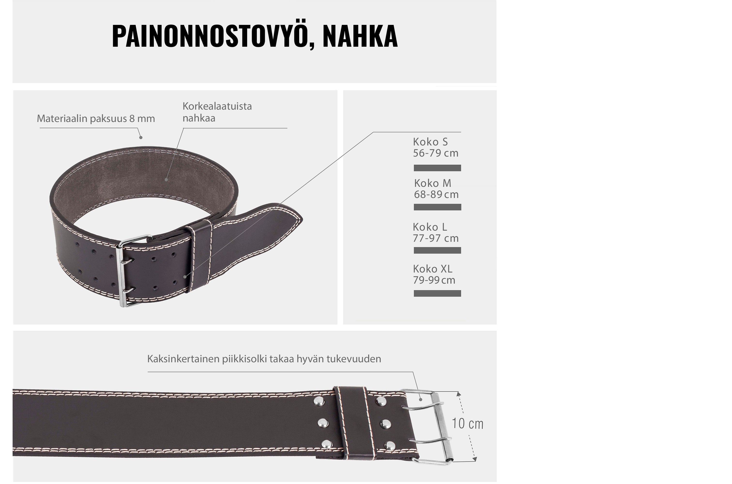 Nahast jõutõstevöö L, 77–97 cm