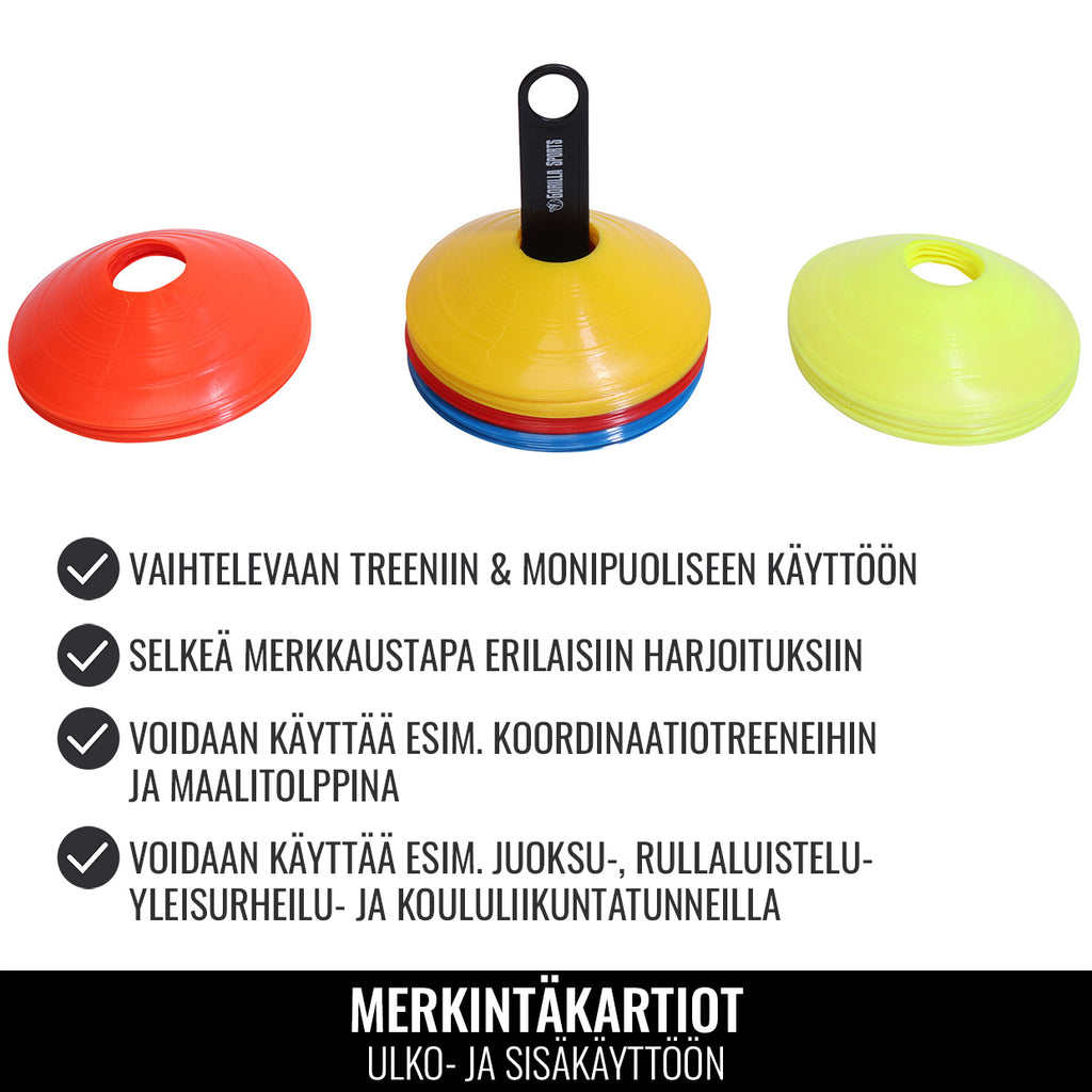 Märgistuskoonuste komplekt 50 tk hoidikuga, 5 värvi