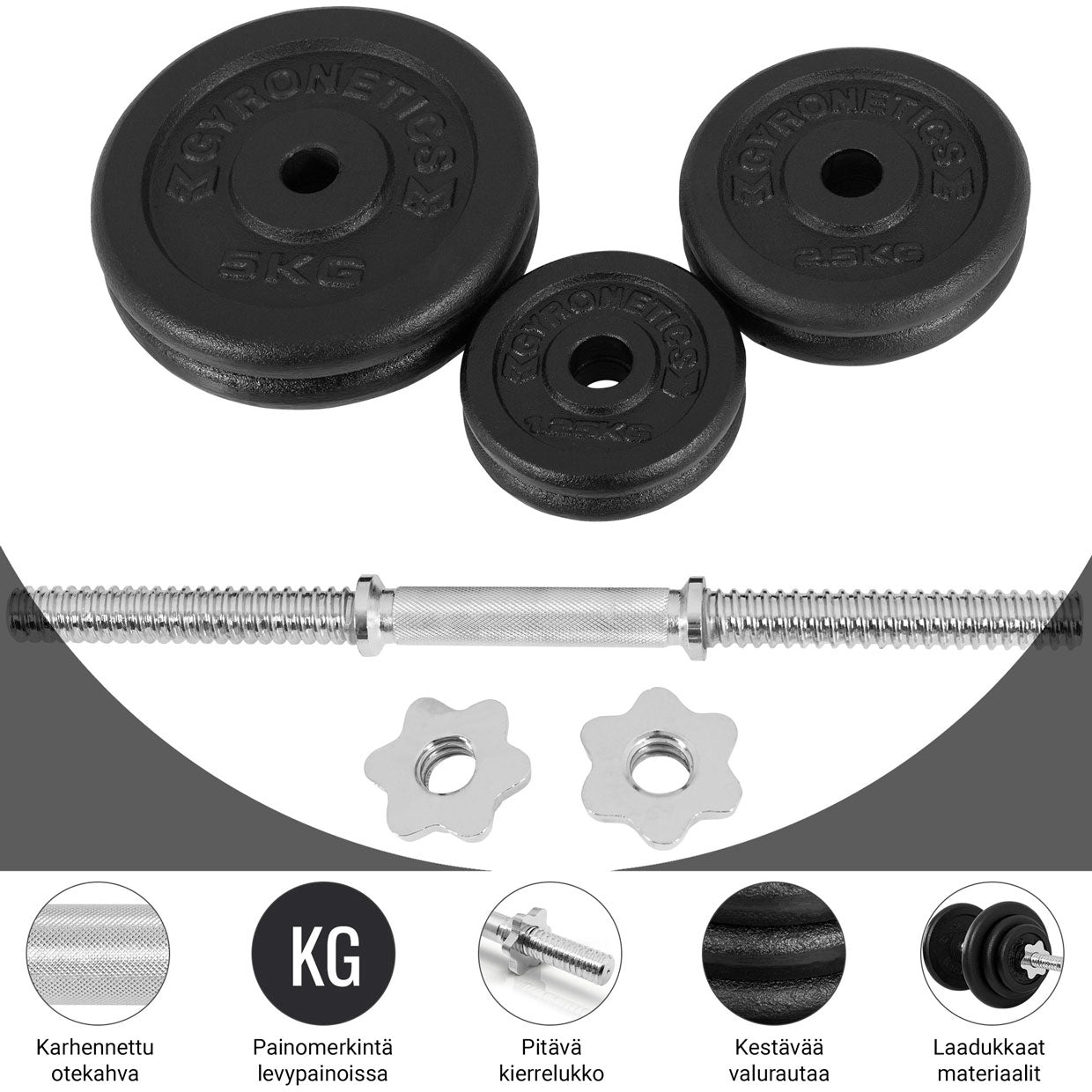 Malmist reguleeritav hantel 20kg keermelukkudega 45cm, Ø 25mm