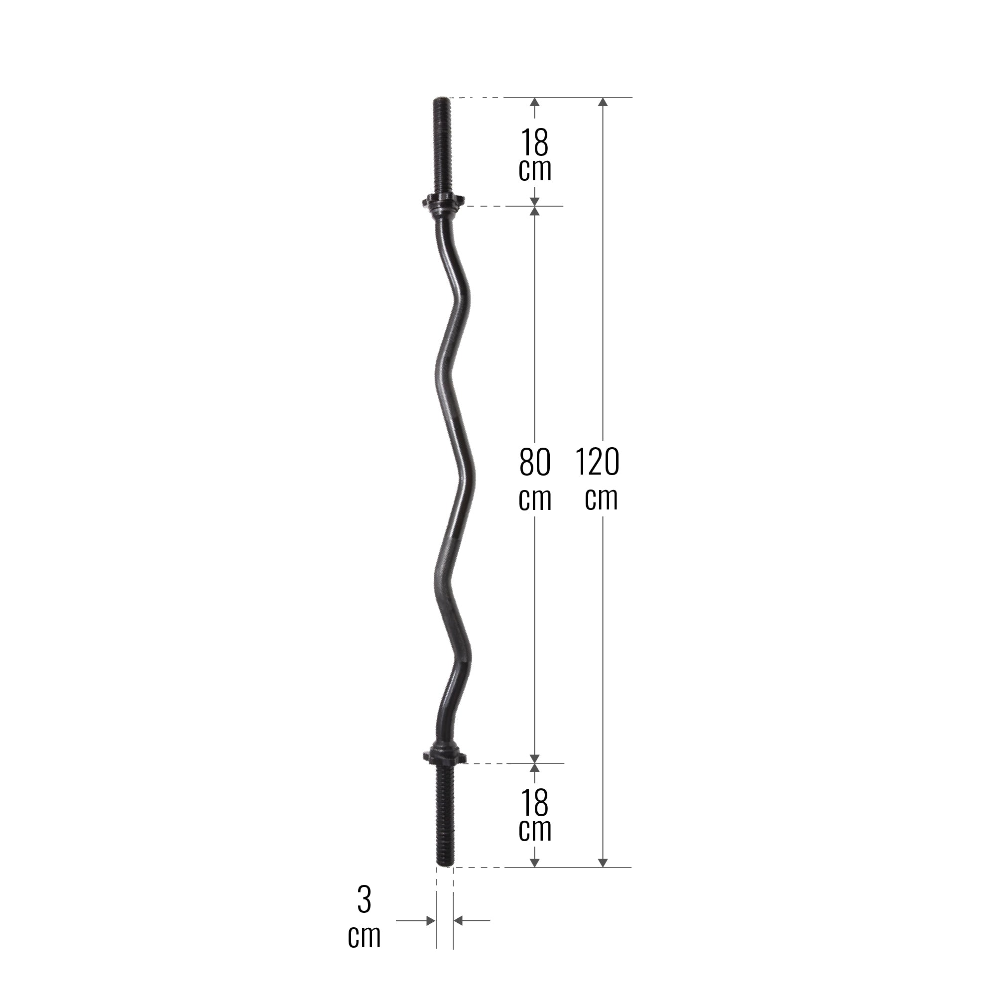 EZ-biitsepsikang 120 cm keermelukkudega, must