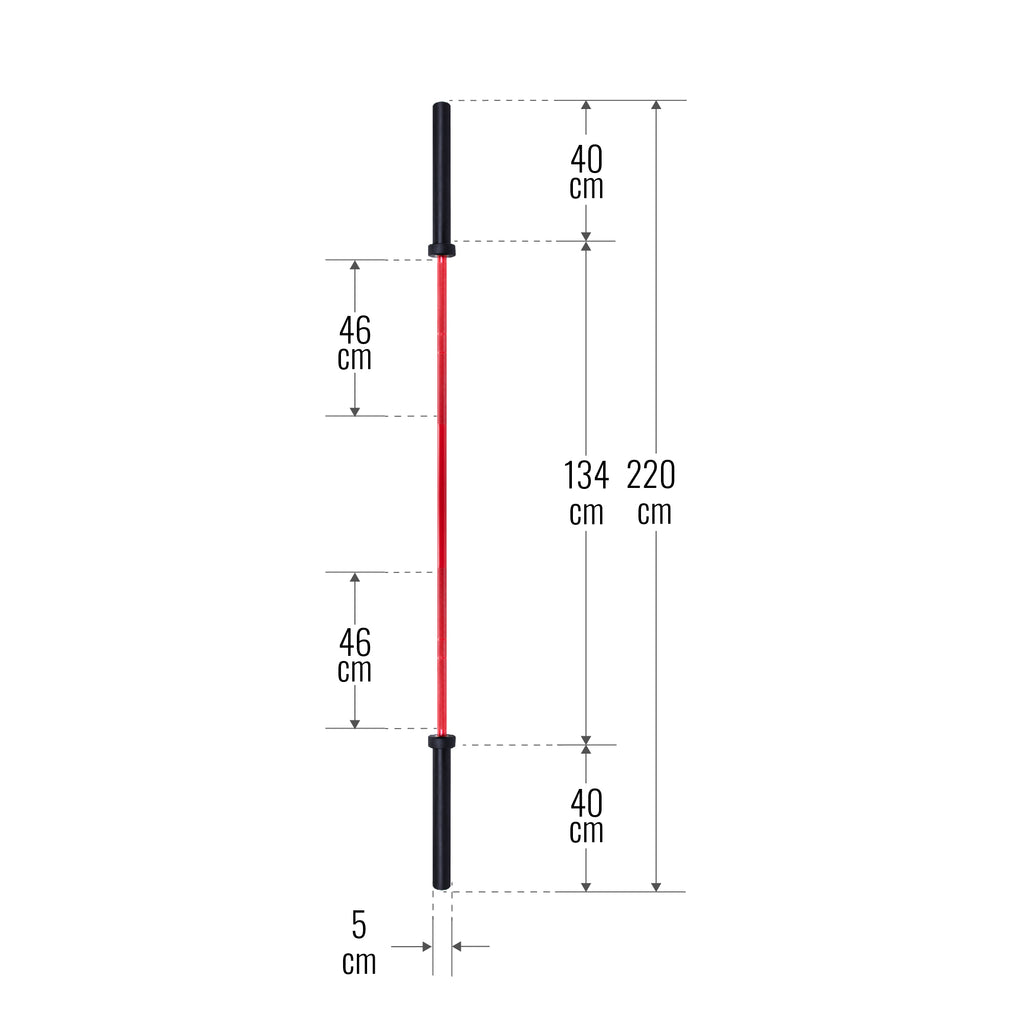 Olümpia-kang 220 cm 20 kg punane/must