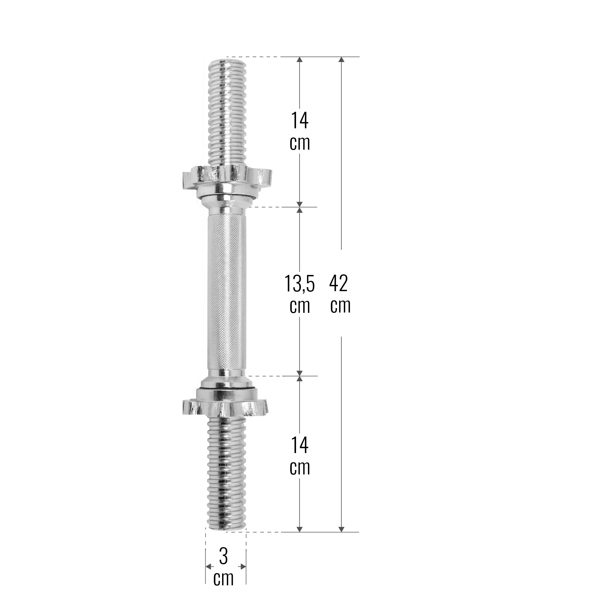 Hantlivars 42 cm keermelukkudega, 30 mm