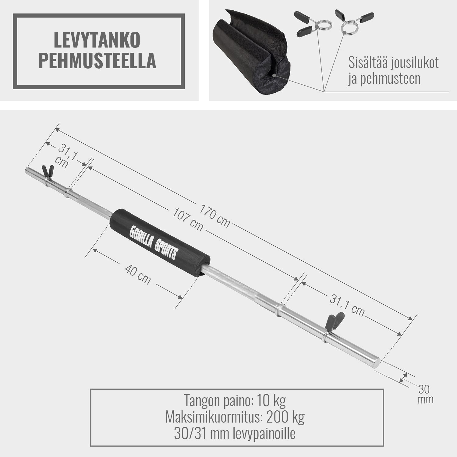 Kang 170 cm vedrulukustite ja pehmendusega