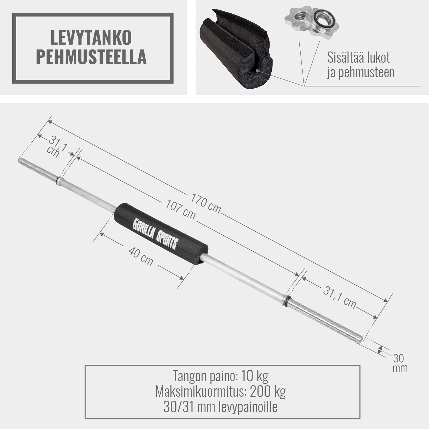 Sirge kang 170 cm keermelukkude ja kangipadjaga
