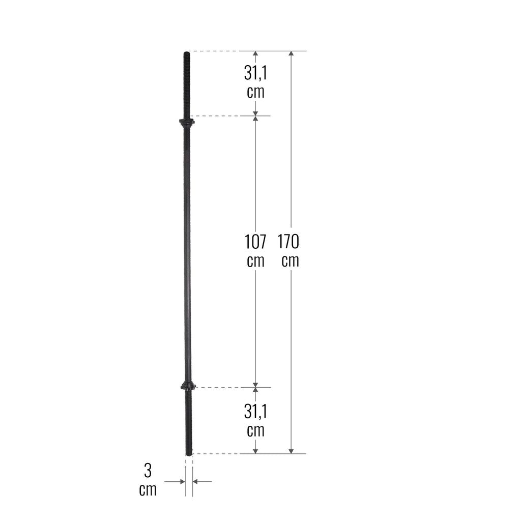 Sirge kang 170 cm keermelukkudega, 30 mm