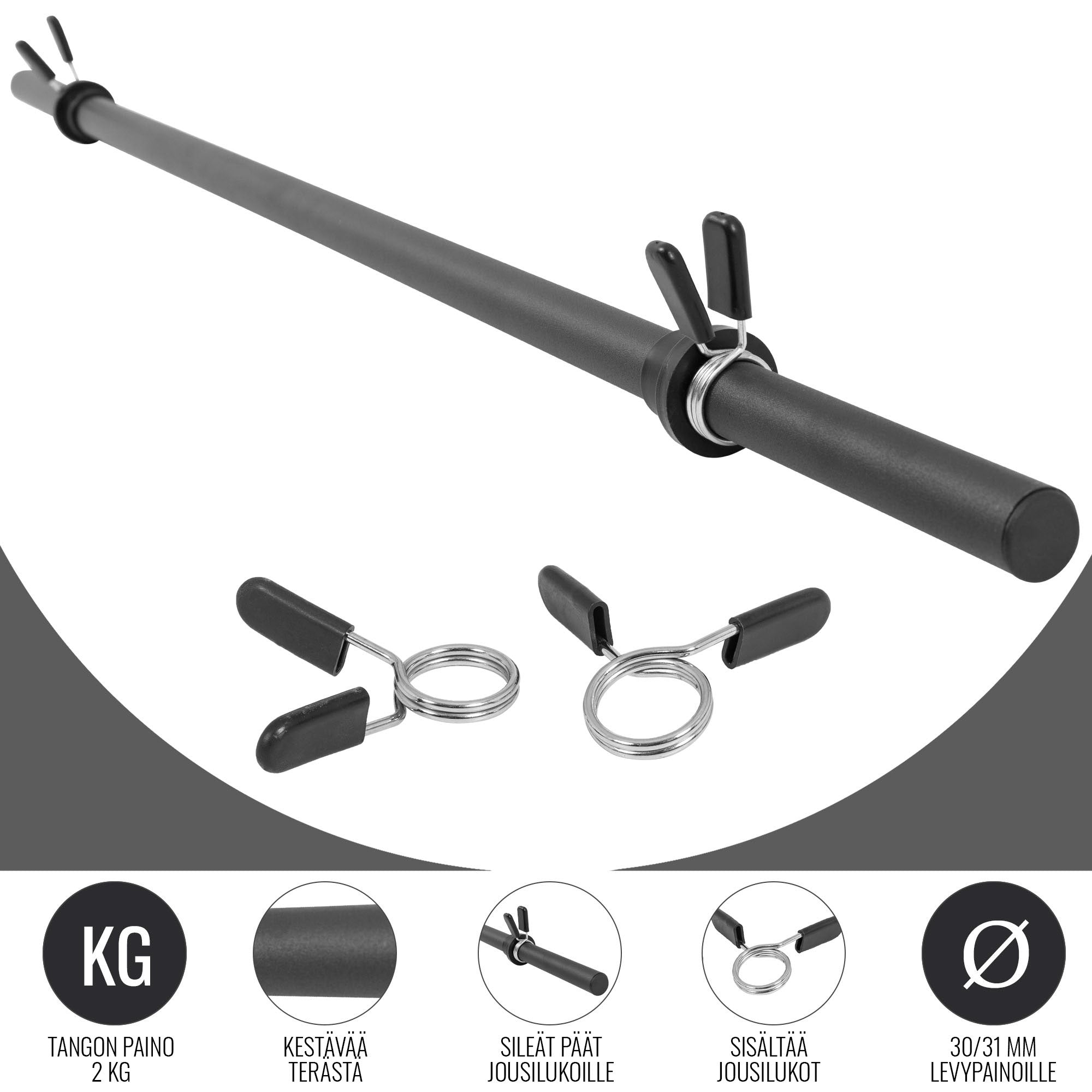 Aeroobika-/pump-kang 130 cm – vedruklambritega, must