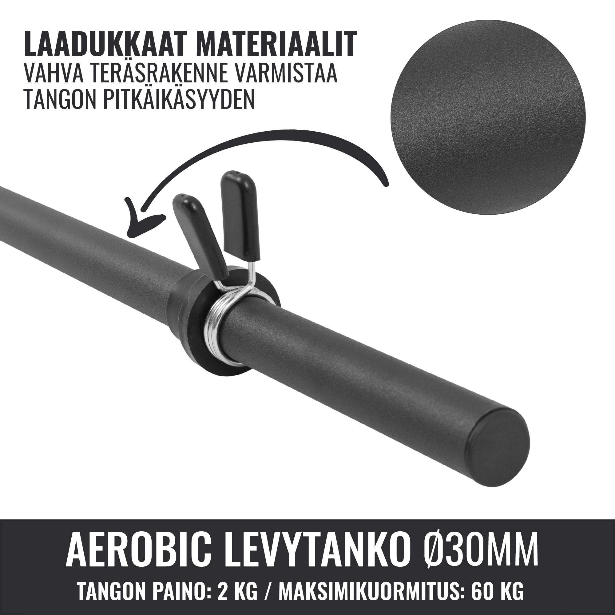 Aeroobika-/pump-kang 130 cm – vedruklambritega, must