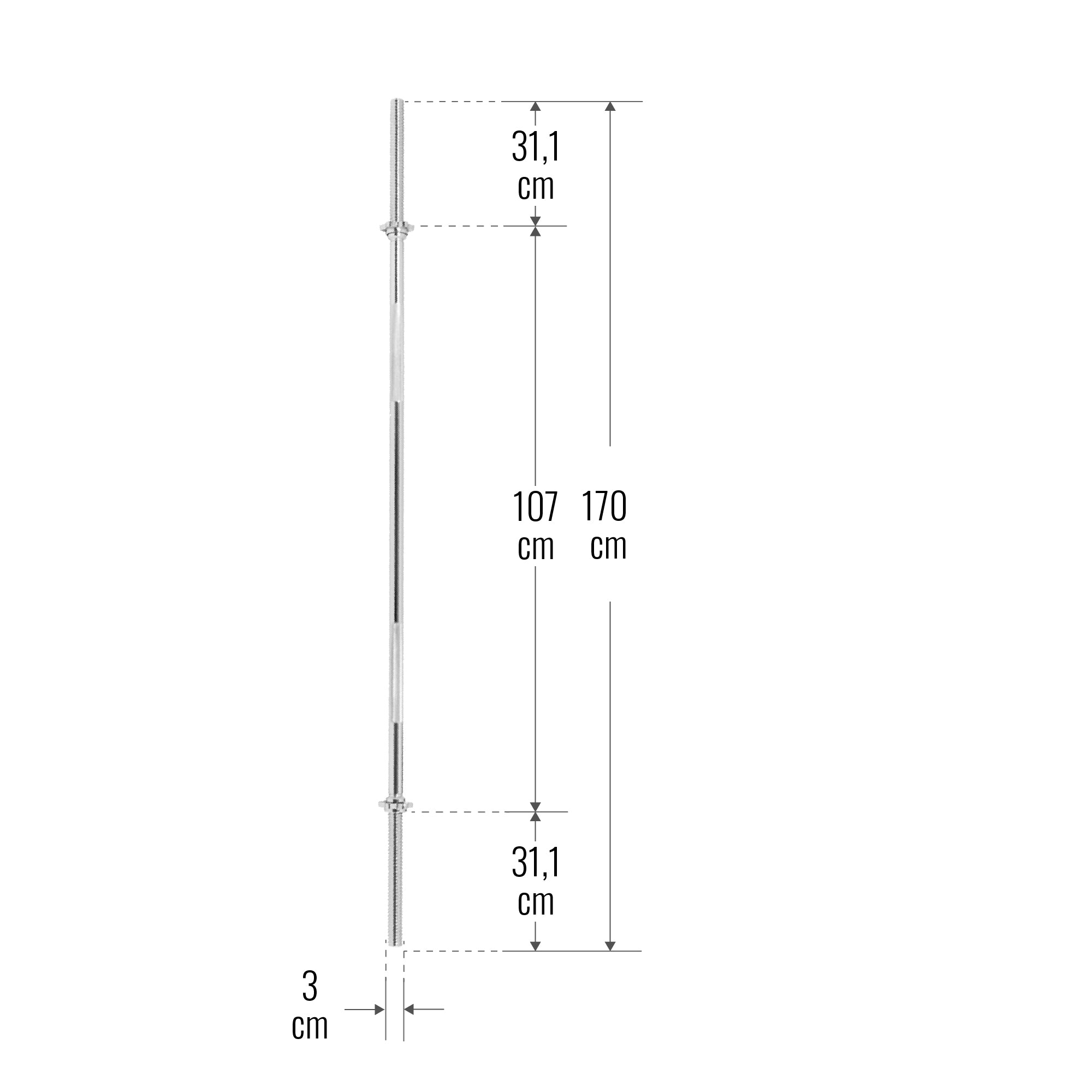 Sirge kang 170 cm keermelukkudega