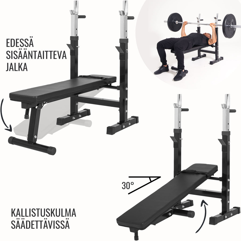 Reguleeritav tõstepink ja kangikomplekt raskustega 100 kg