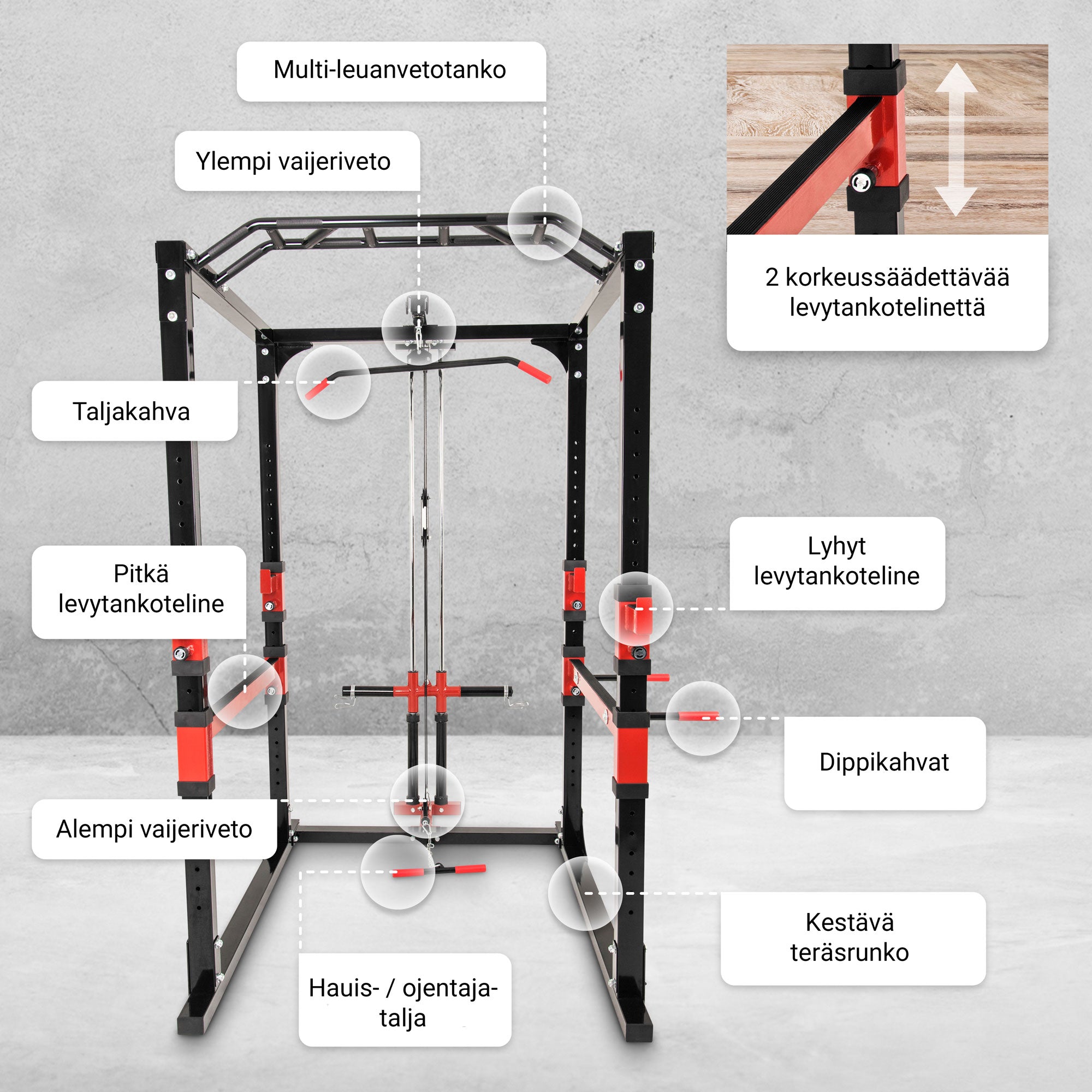 Power Rack kükipuur alumise ja ülemise plokiga