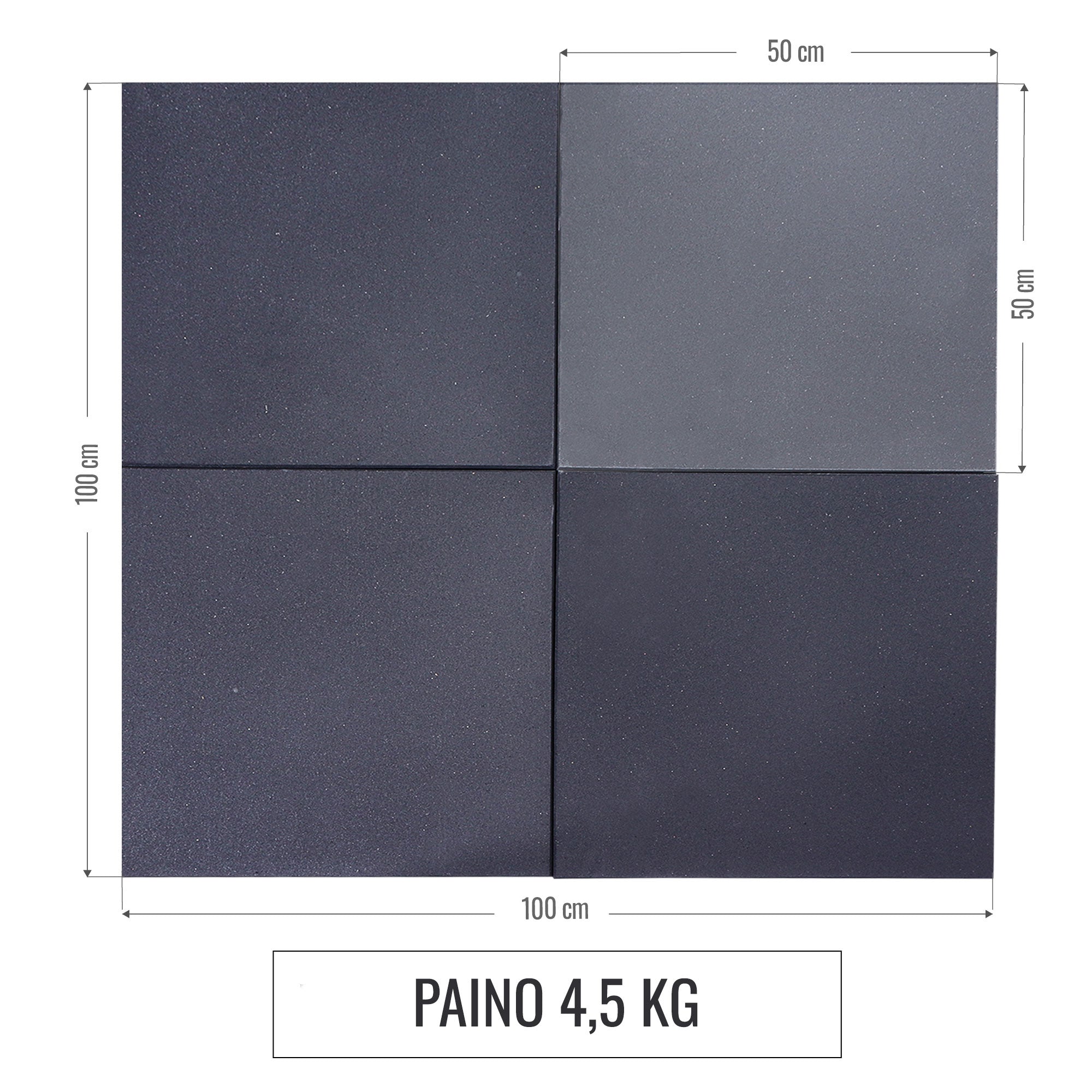 Kummist kaitsematid 50 x 50 x 2 cm, 4 tk