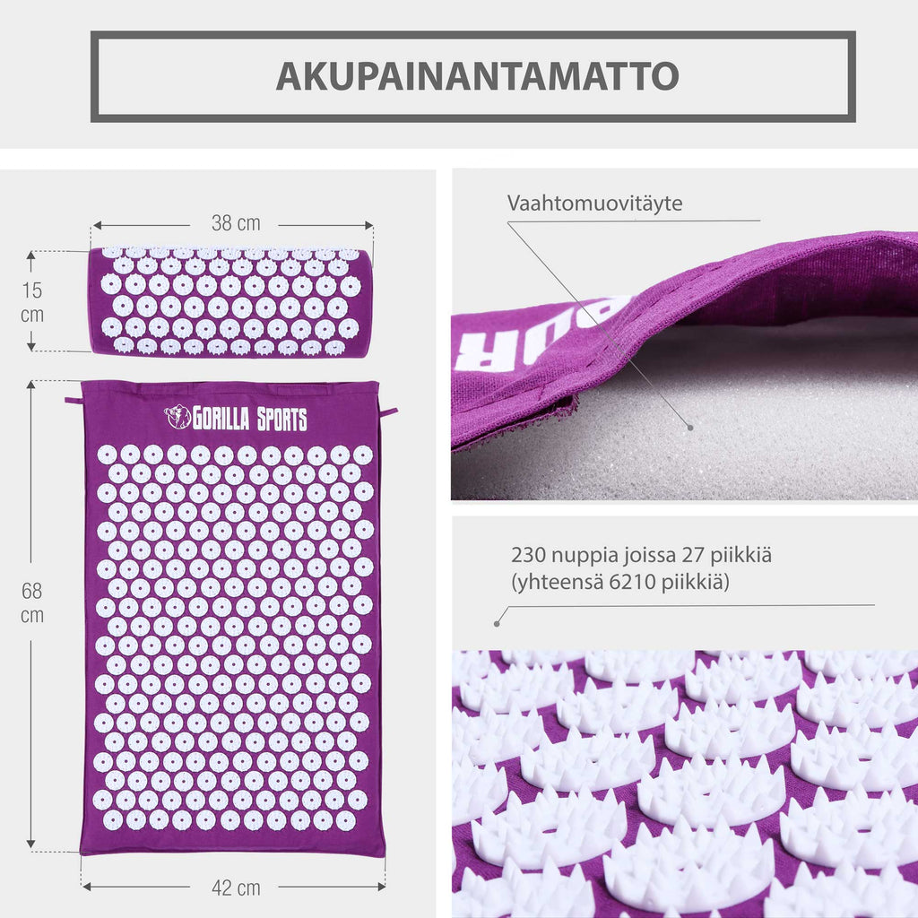 Akupressuurimatt ja padi kandekotiga