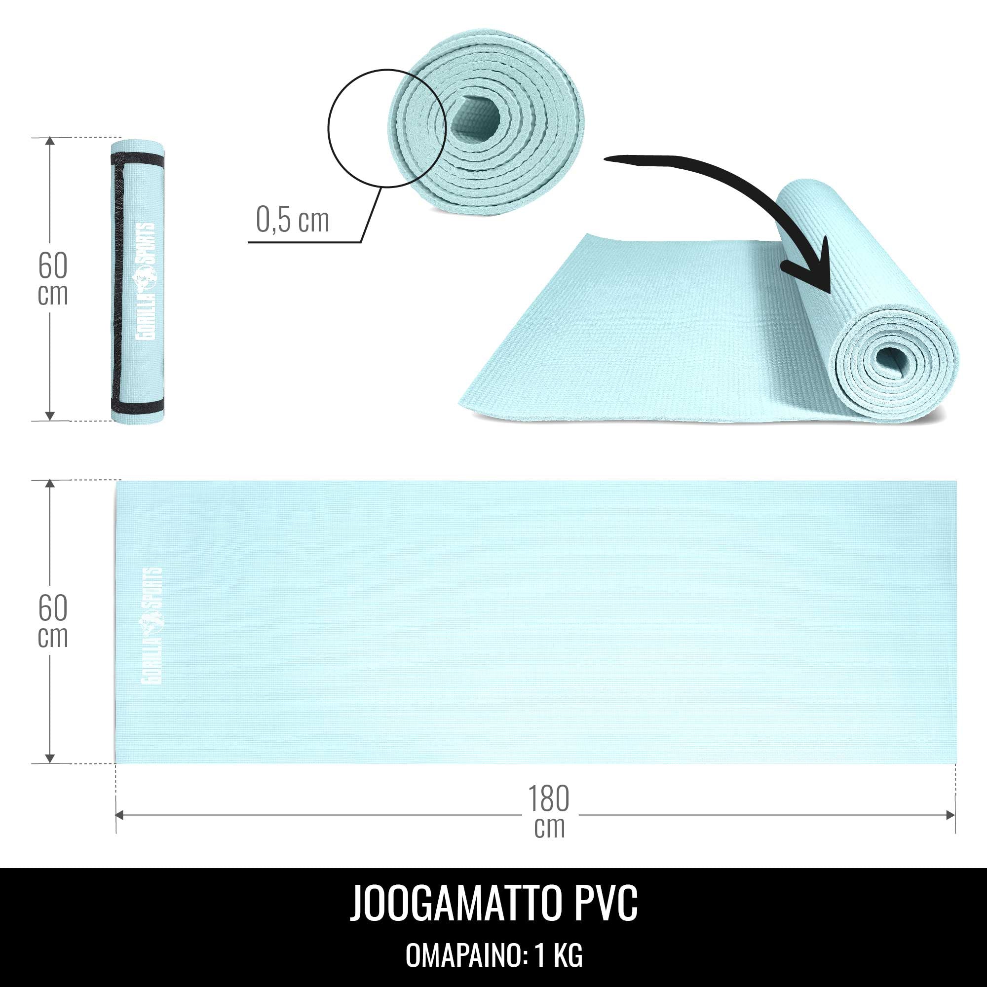 Joogamatt 5 mm 180 x 60 cm kanderihmaga