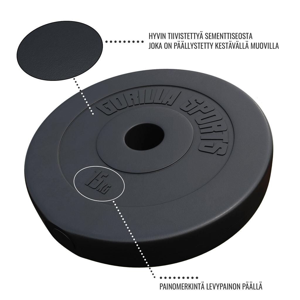 Vinüülkattega raskusketas 15 kg 50 mm