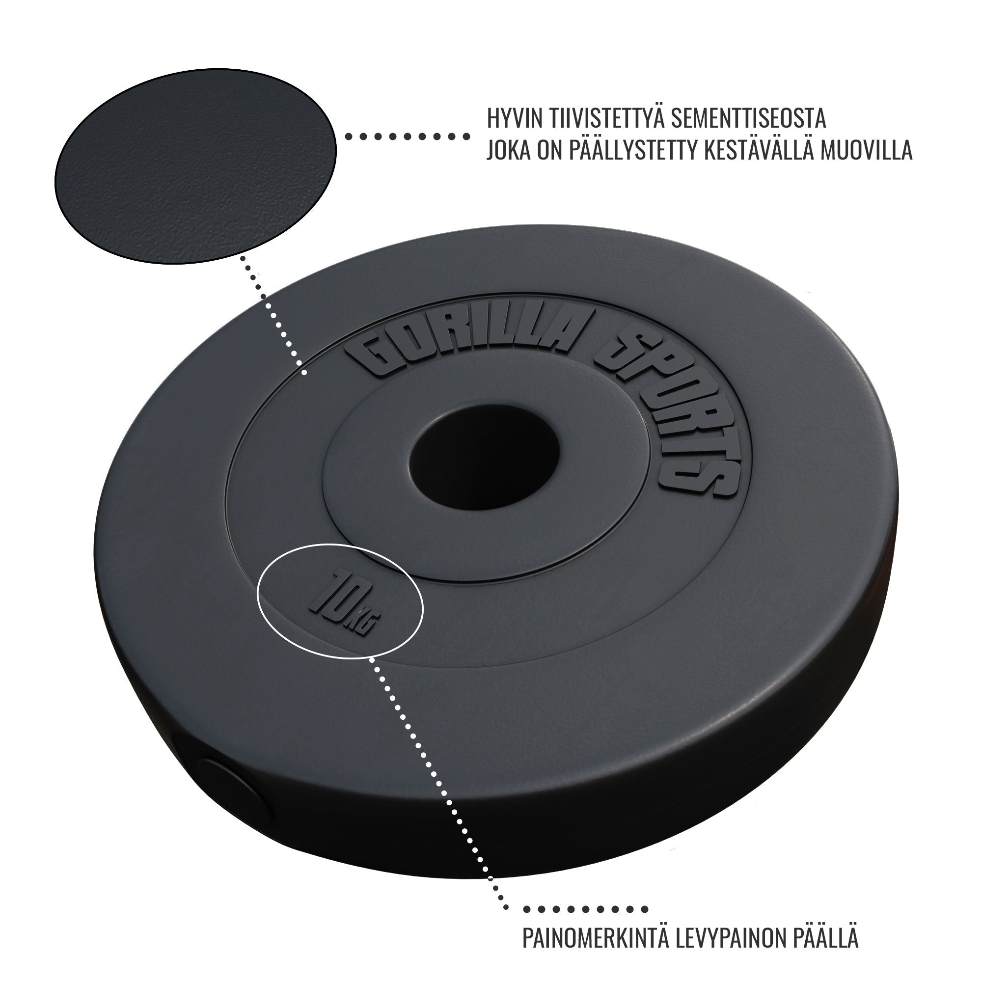 Vinüülkattega raskusketas 10 kg 50 mm