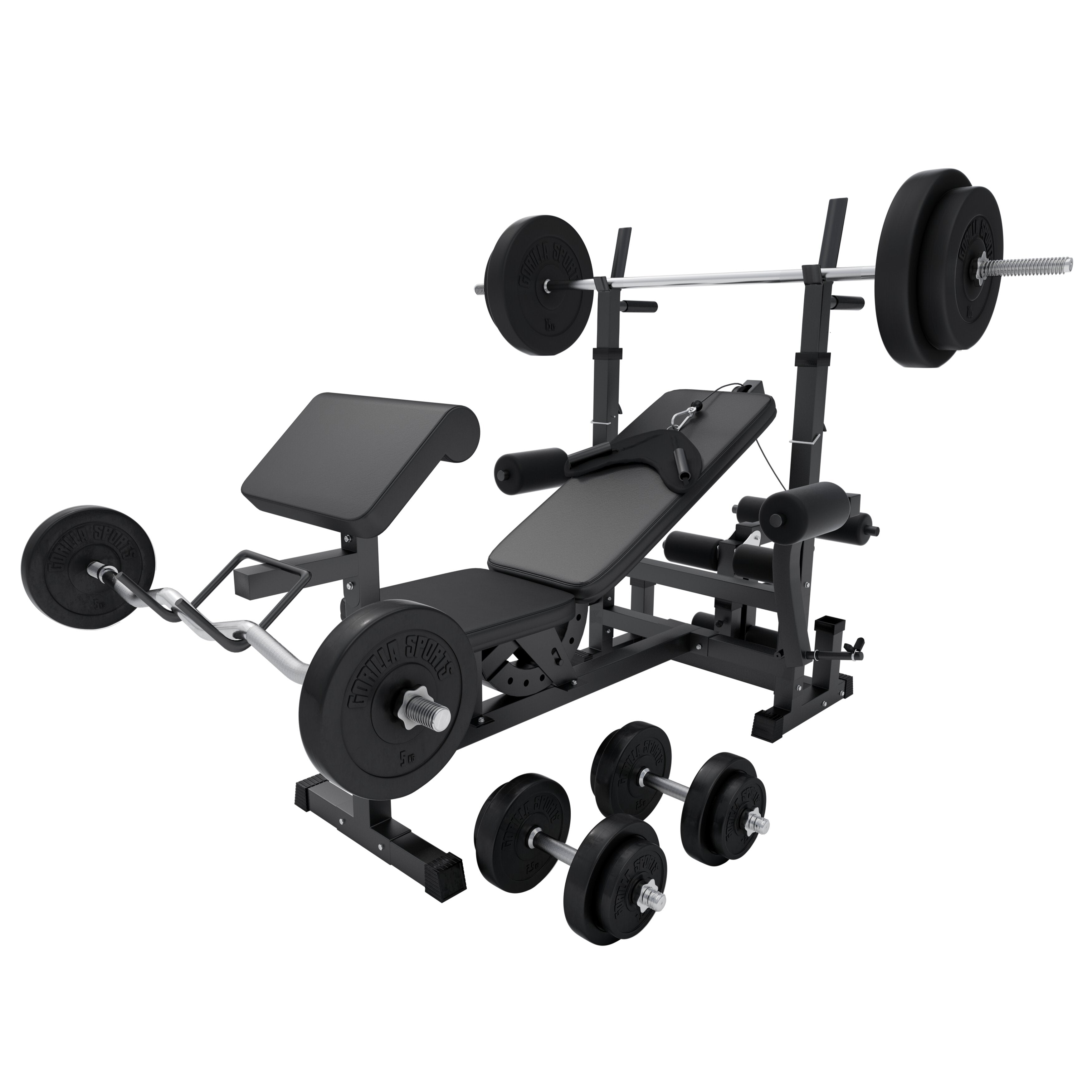 Reguleeritav tõstepink + 100 kg kangikomplekt, Black Edition