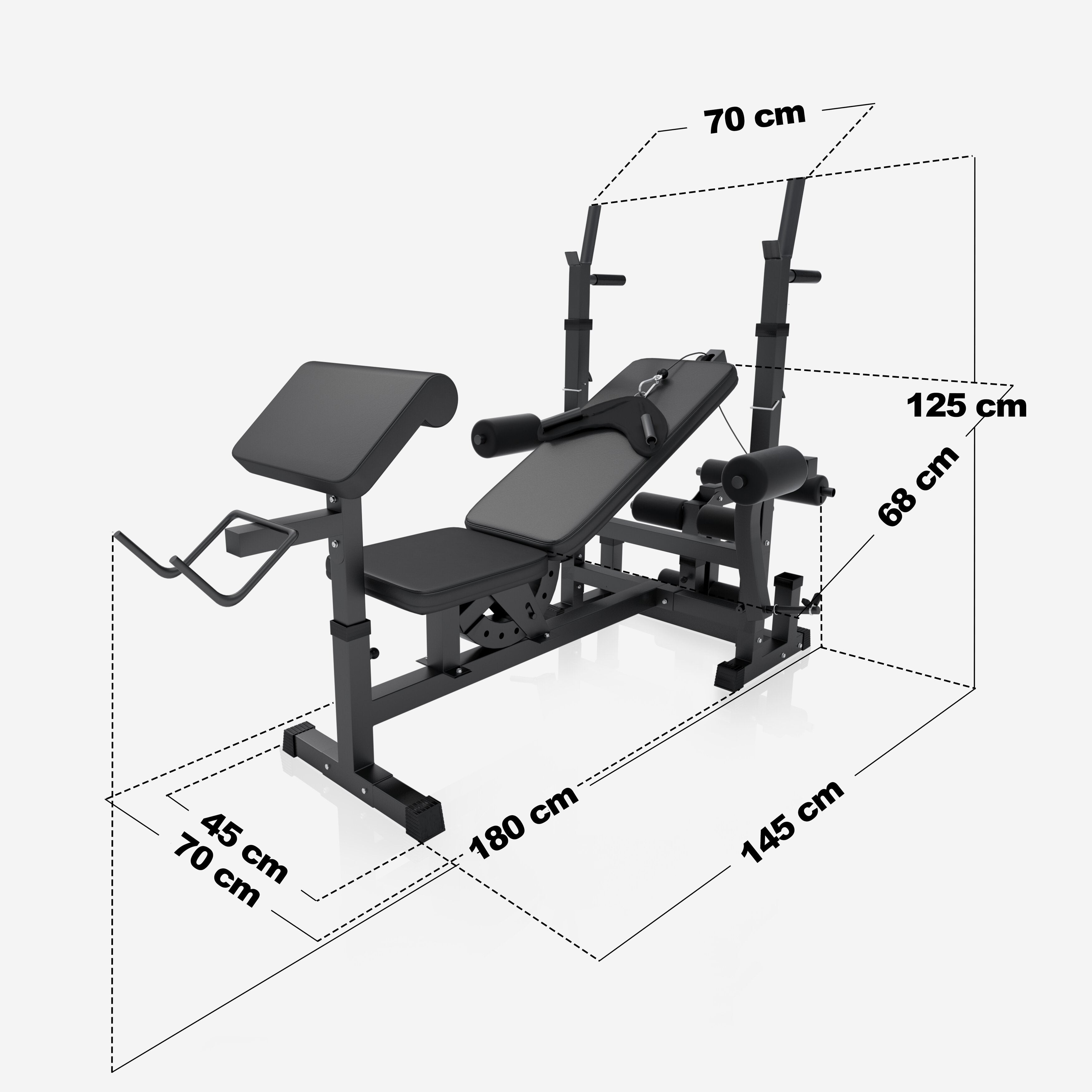 Reguleeritav tõstepink + 100 kg kangikomplekt, Black Edition