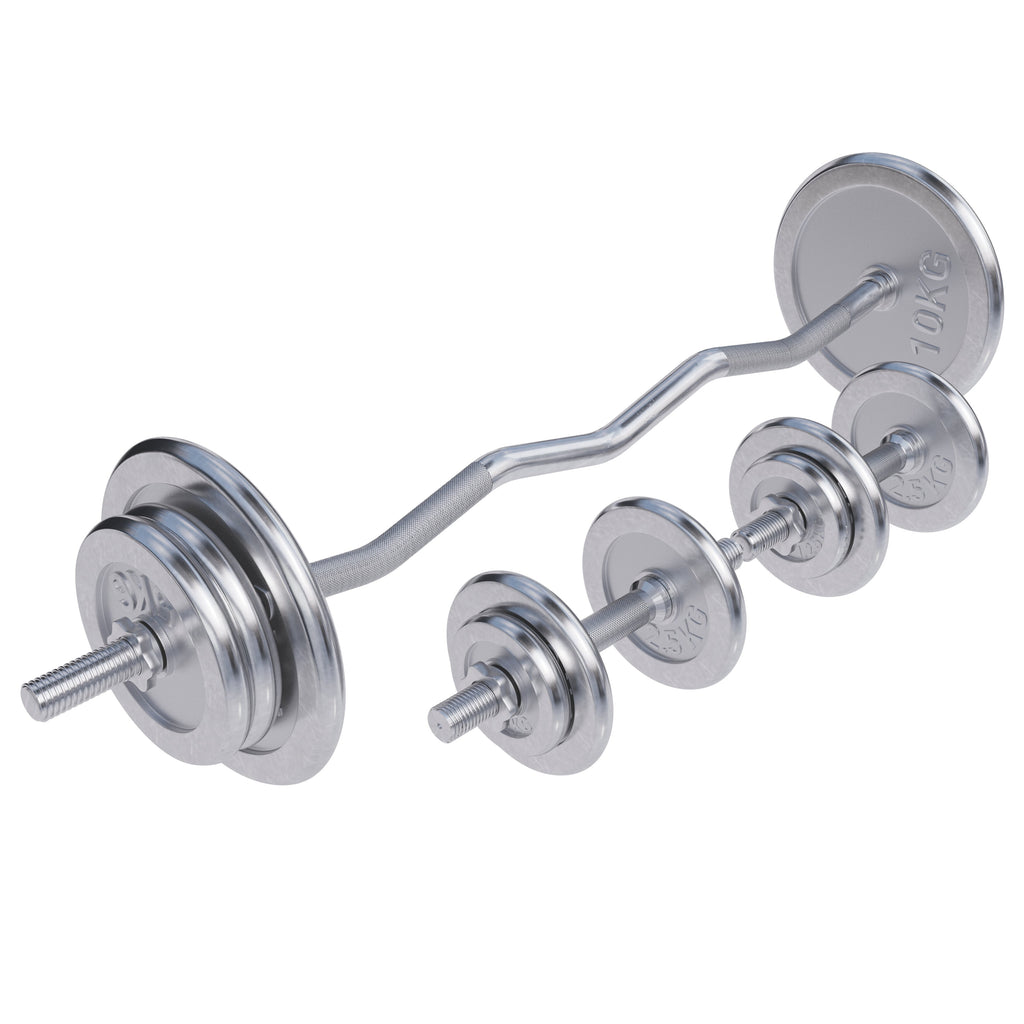 Kroomitud kangikomplekt 70 kg EZ-kangiga