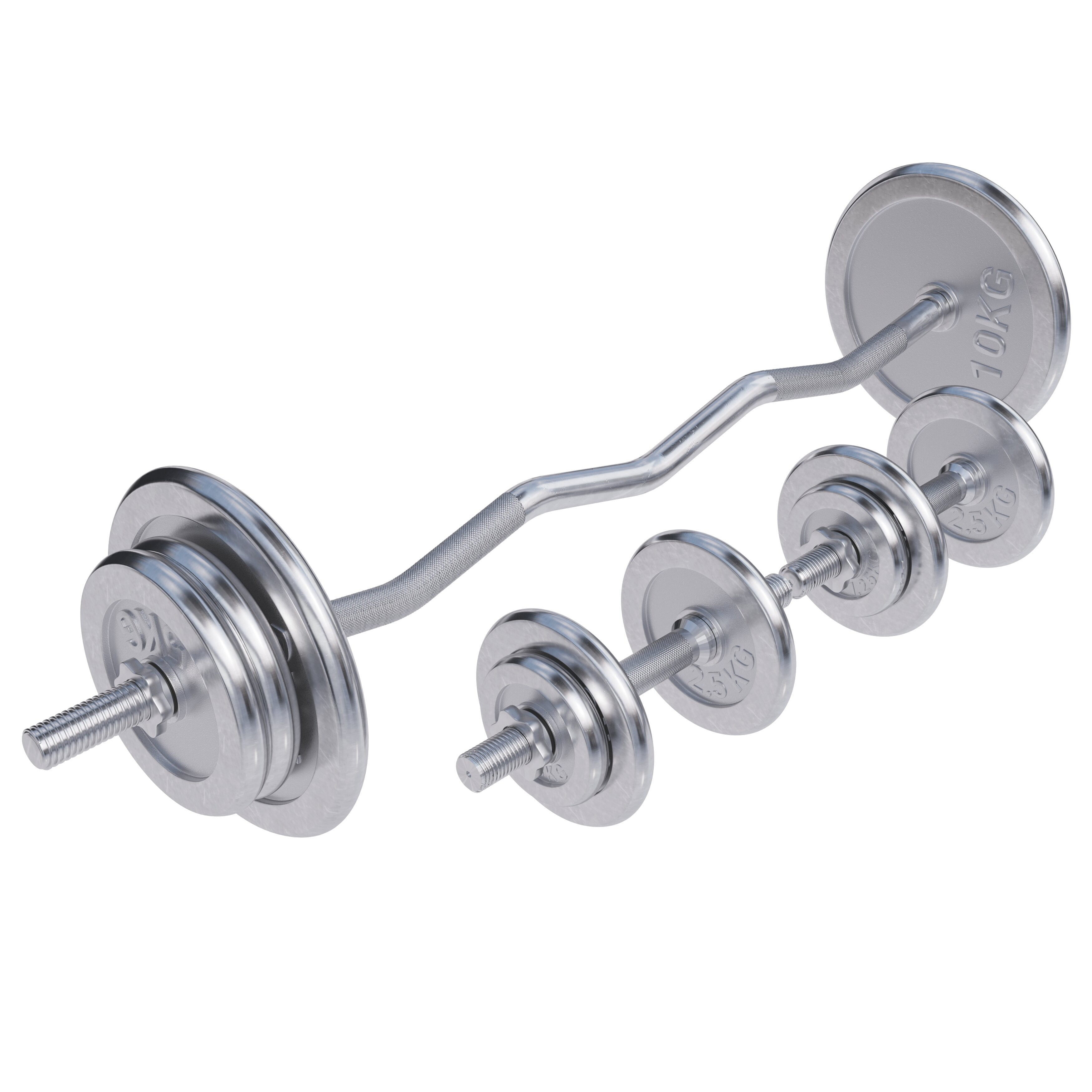 Kroomitud kangikomplekt 70 kg EZ-kangiga