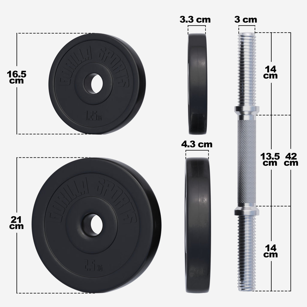 Reguleeritav vinüülist hantlikomplekt 20 kg