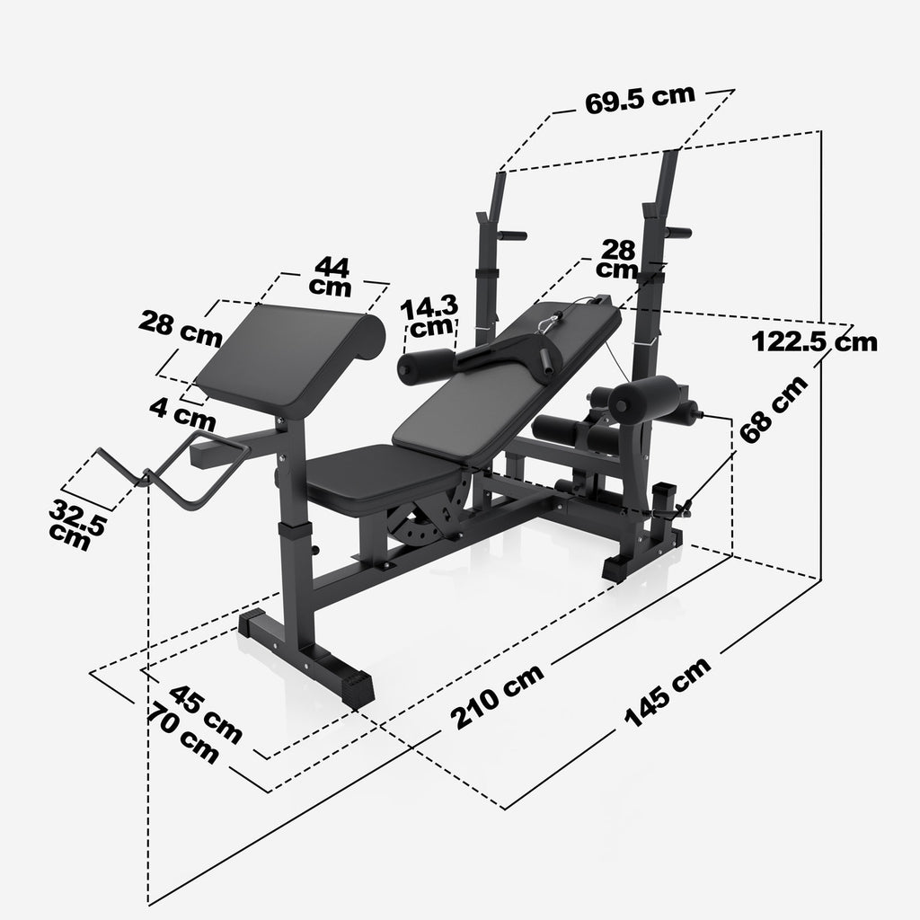 Reguleeritav multifunktsionaalne treeningpink max 280 kg, Black Edition