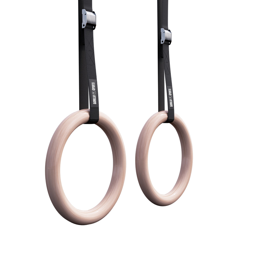 Puidust võimlemisrõngad 23 cm rihmadega