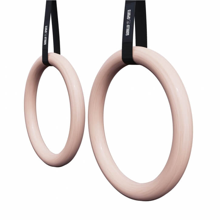 Puidust võimlemisrõngad 23 cm rihmadega