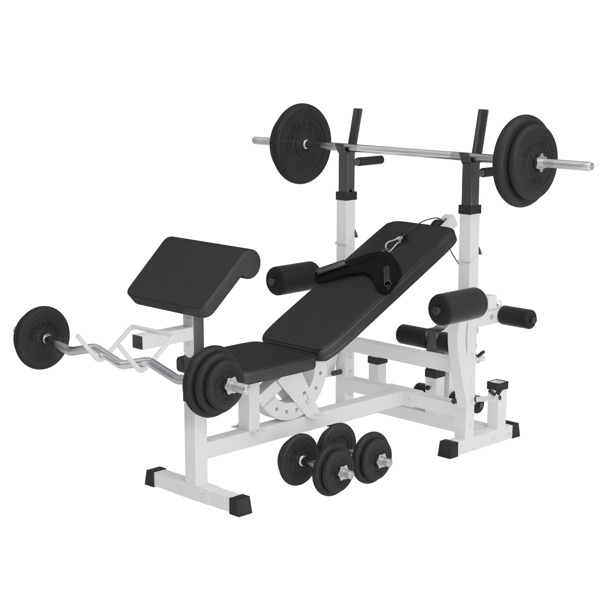 Mitmekülgne tõstepink + 108 kg kangikomplekt