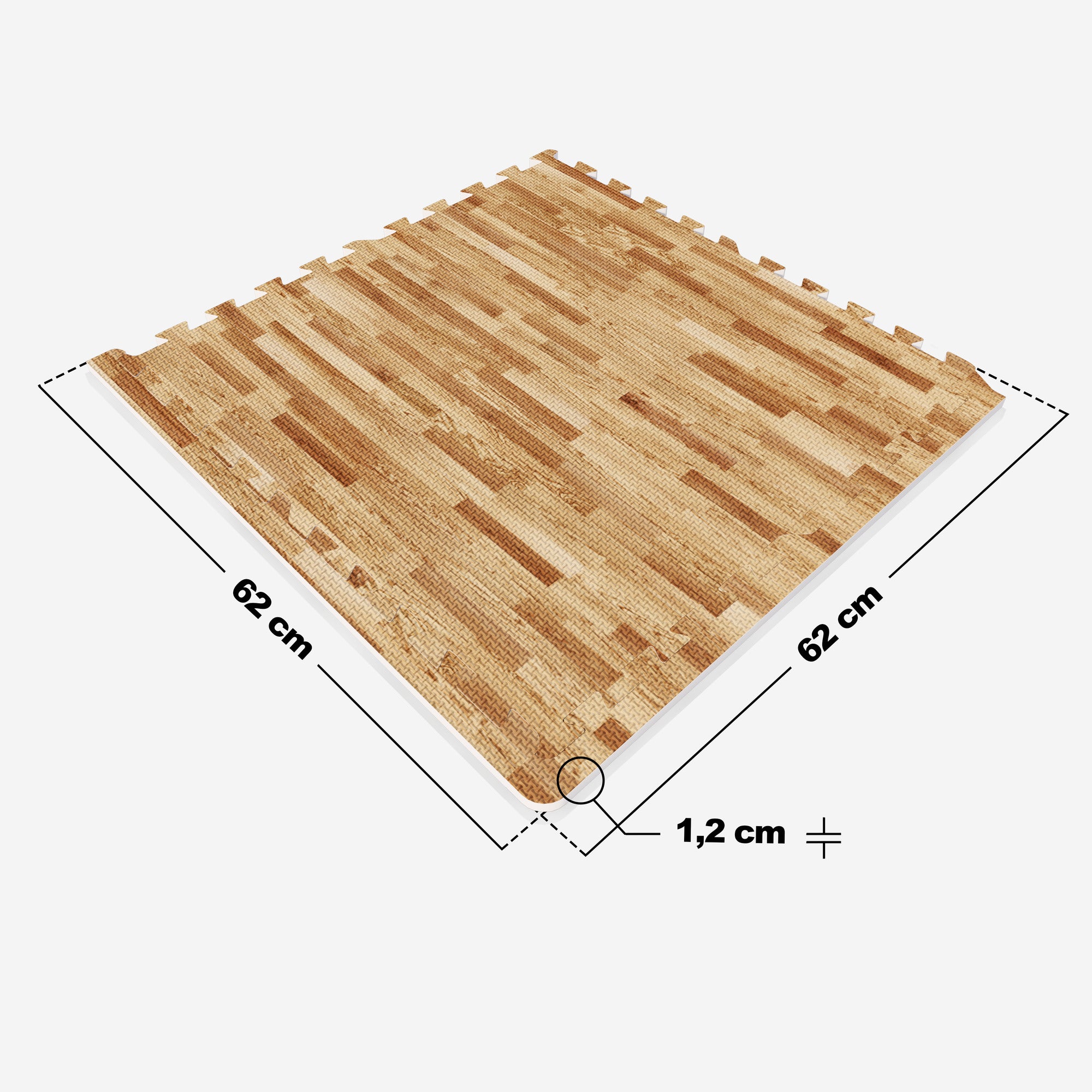 Kaitsematt 6 osa 60 x 60 x 1,2 cm, puidumustriga