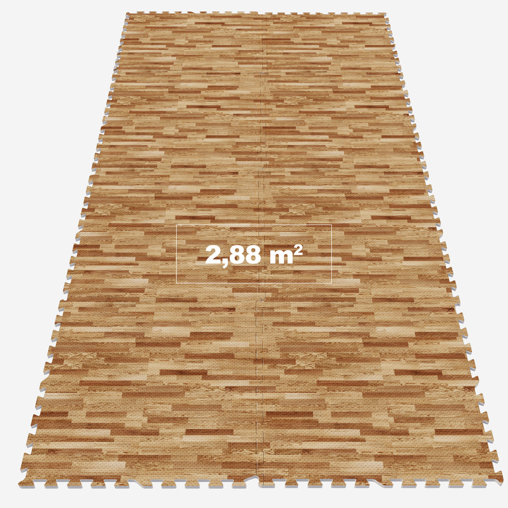 Treeningmatt 8 osa 60 x 60 x 1,2 cm, puidumustriga