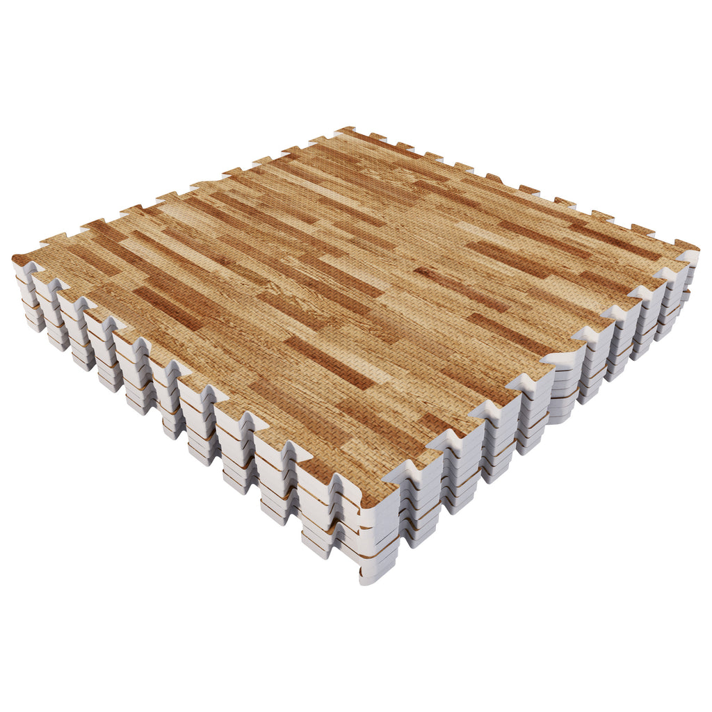 Treeningmatt 8 osa 60 x 60 x 1,2 cm, puidumustriga
