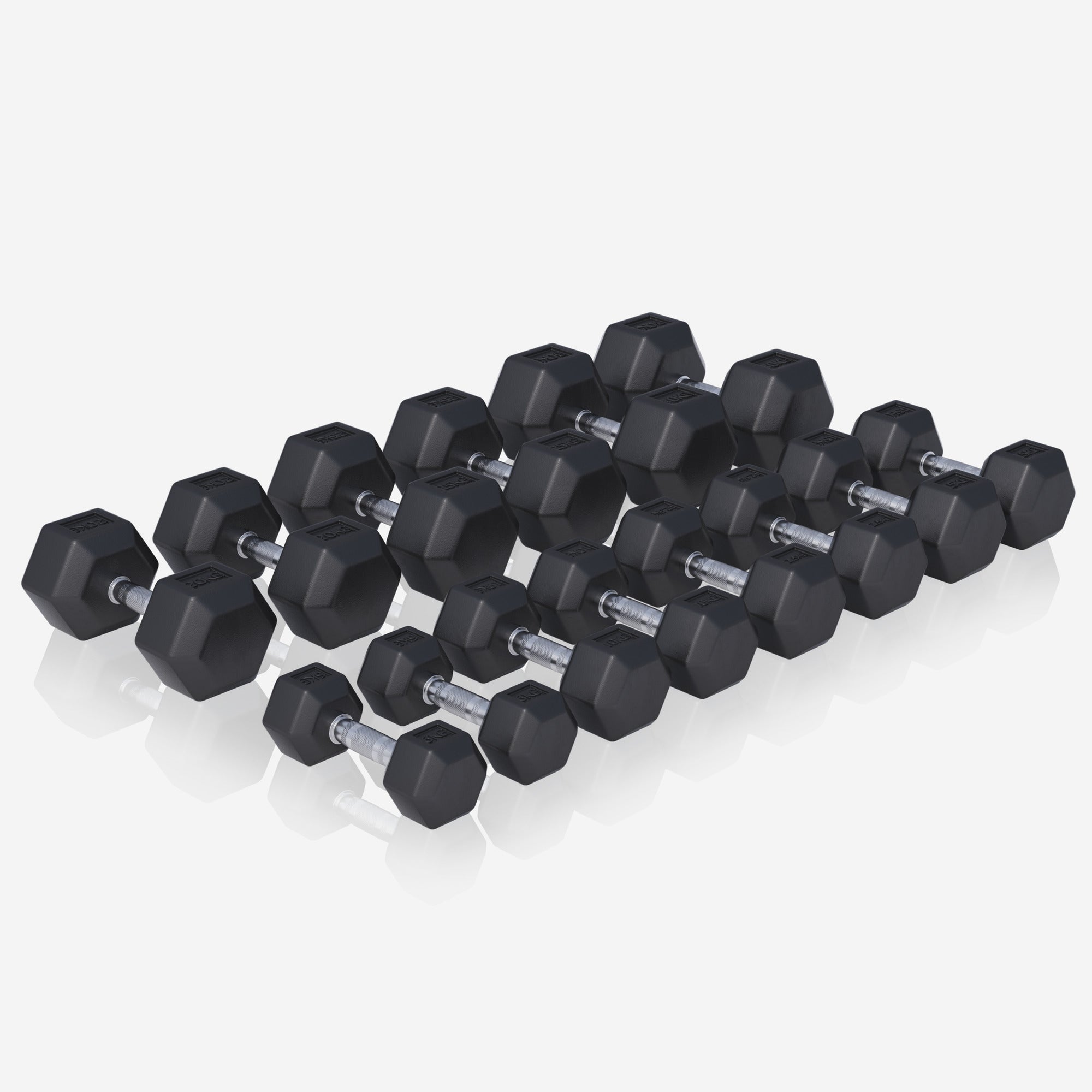 Hexagon hantlikomplekt 237 kg hoidikuga