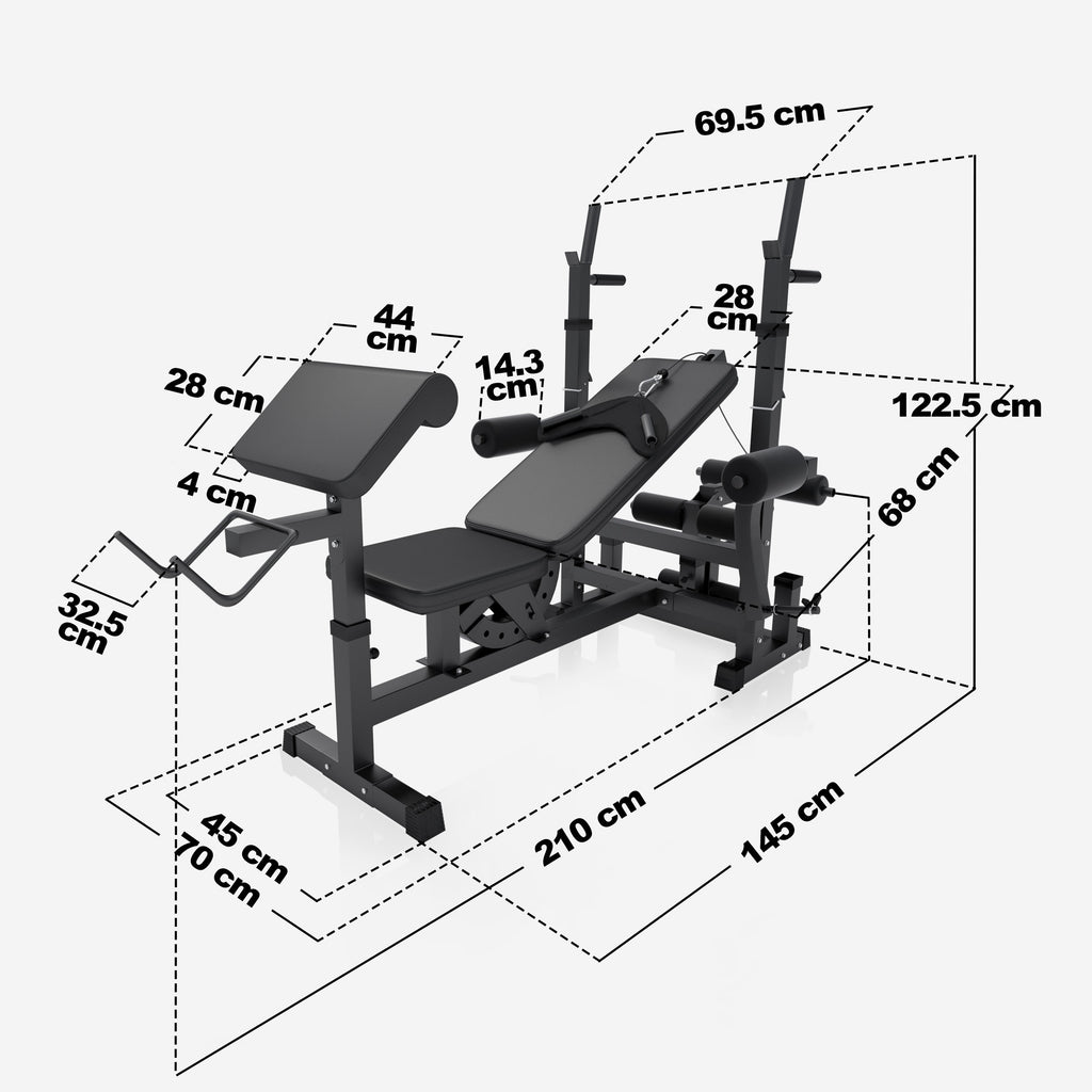 Mitmekülgne treeningjaam 100 kg Tri Grip raskuskomplektiga