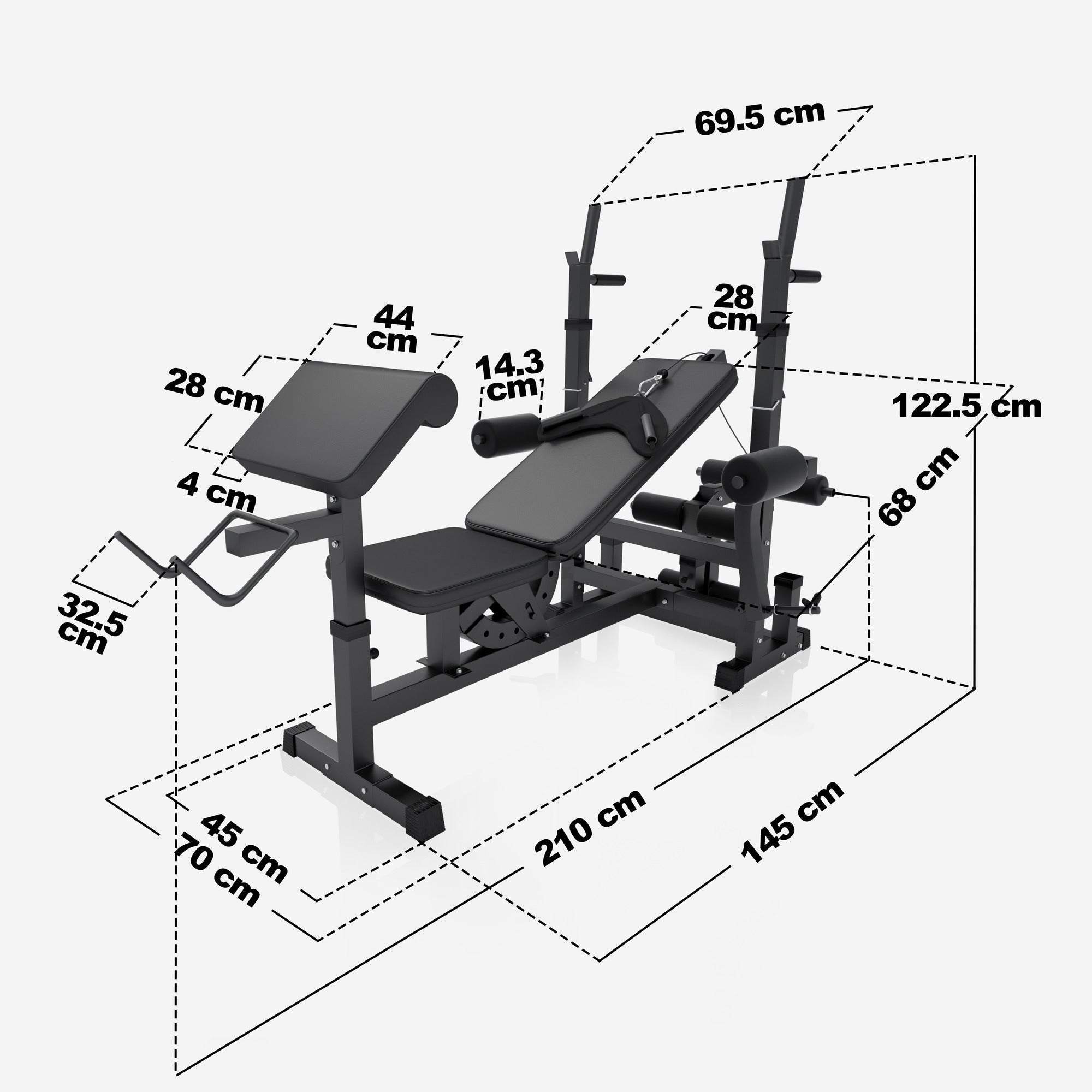 Mitmekülgne treeningjaam 100 kg Tri Grip raskuskomplektiga