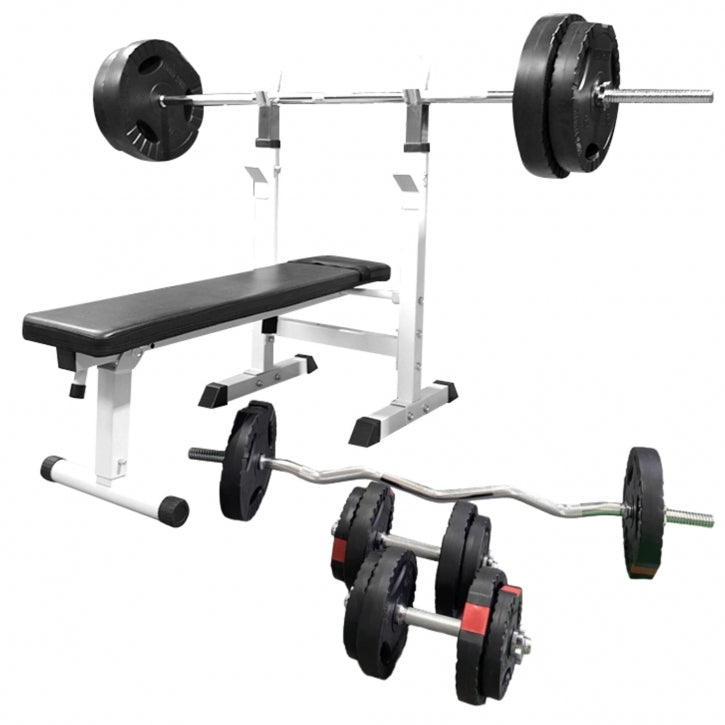 Reguleeritav jõutõstepink 100 kg Tri Grip komplektiga