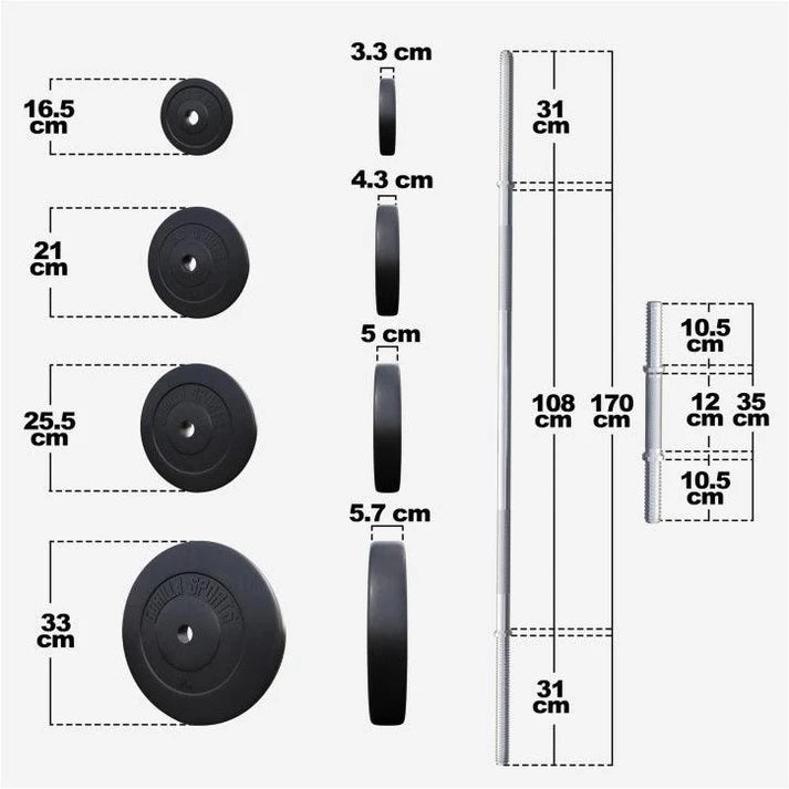 Vinüülist kangikomplekt 70 kg sirge kangiga
