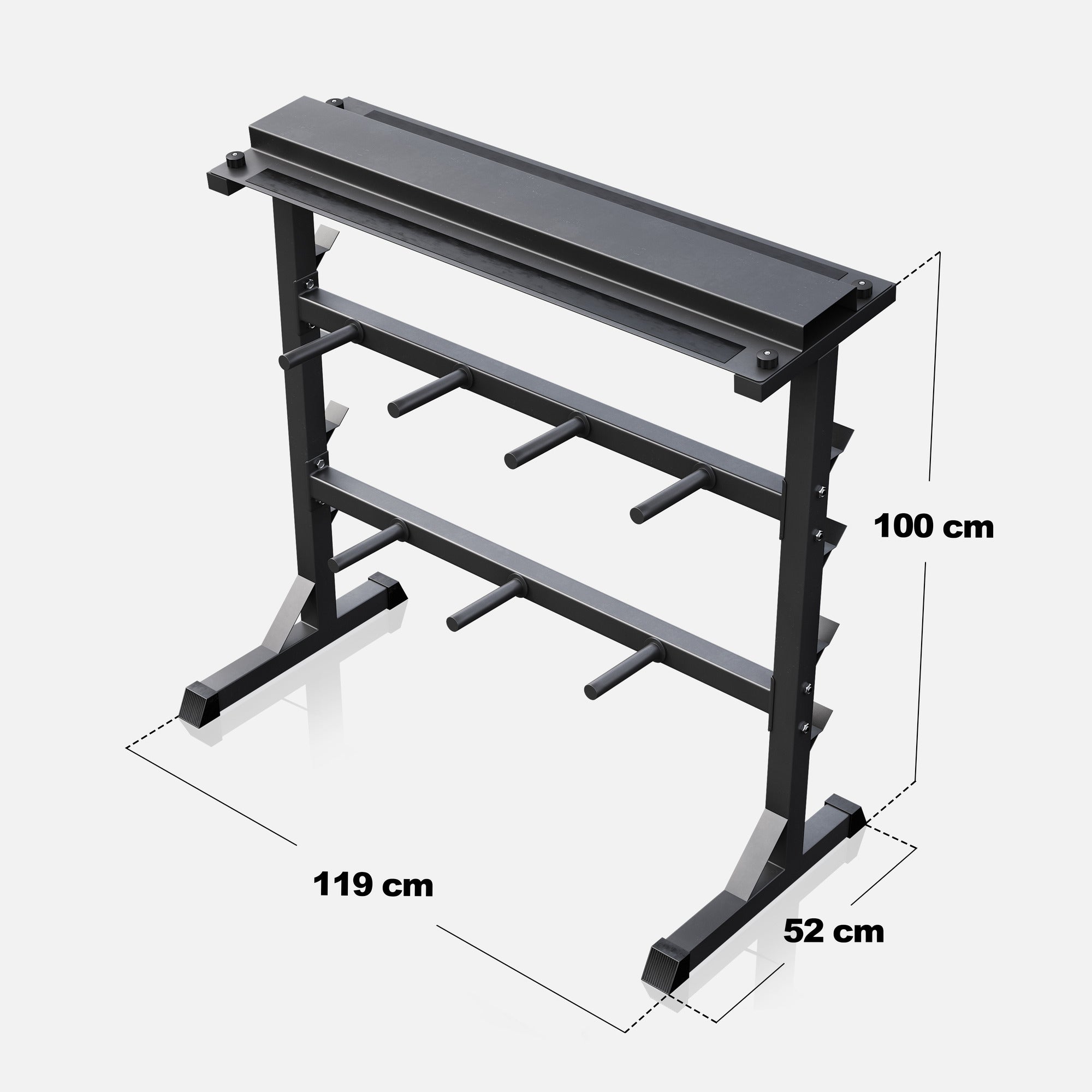 3-In-1 raskustehoidik ketastele, hantlitele ja kangidele, must