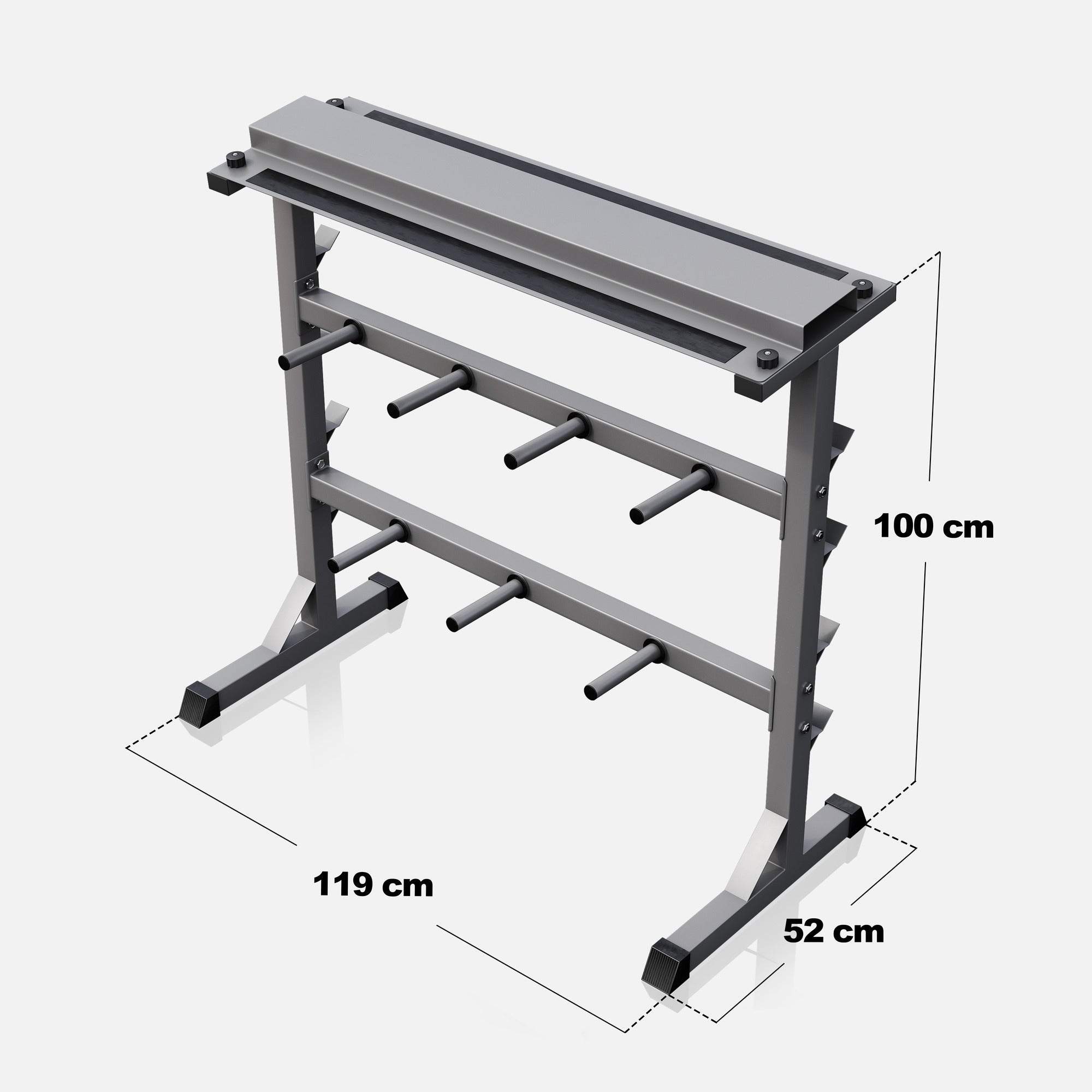 3-In-1 raskustehoidik ketastele, hantlitele ja kangidele, hall