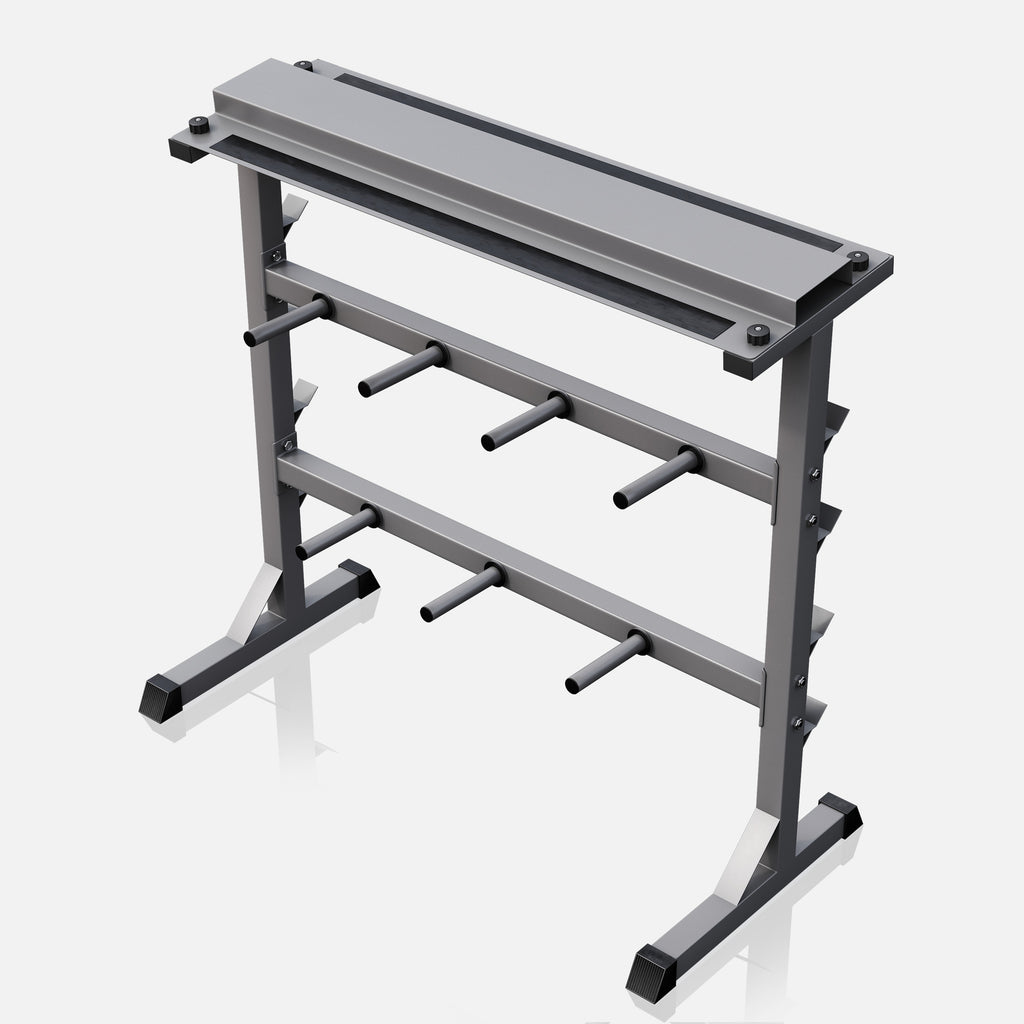 3-In-1 raskustehoidik ketastele, hantlitele ja kangidele, hall