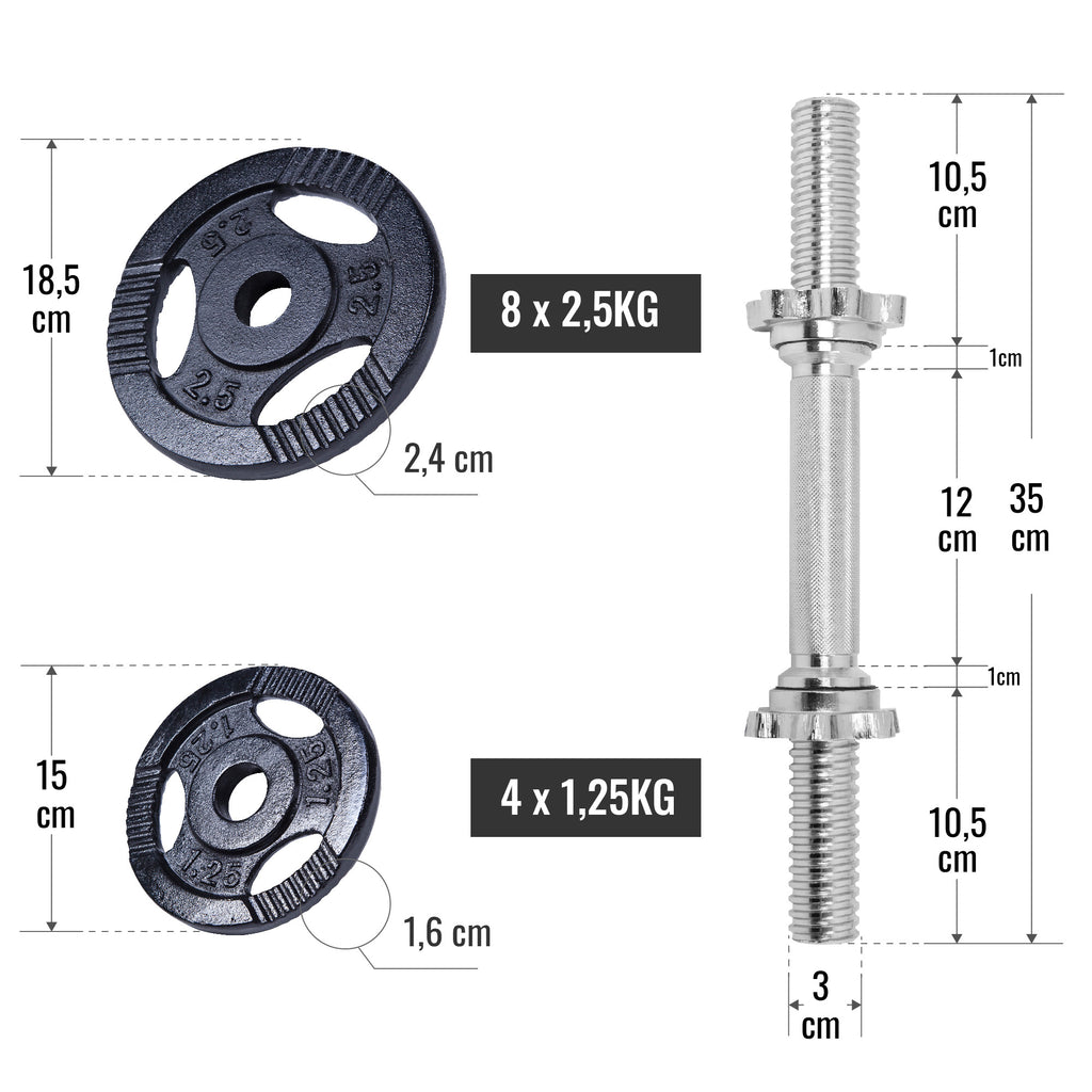 Tri Grip hantlikomplekt 30 kg keermega lukustitega