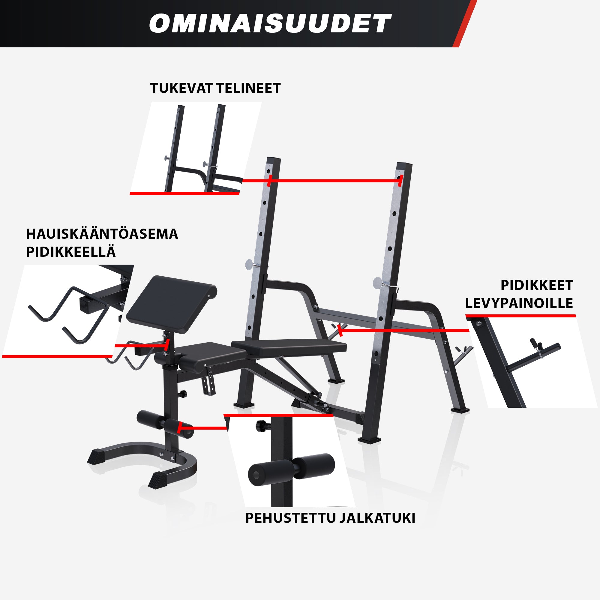 Reguleeritav 5-in-1 raskuste tõstmise pink, max 200 kg
