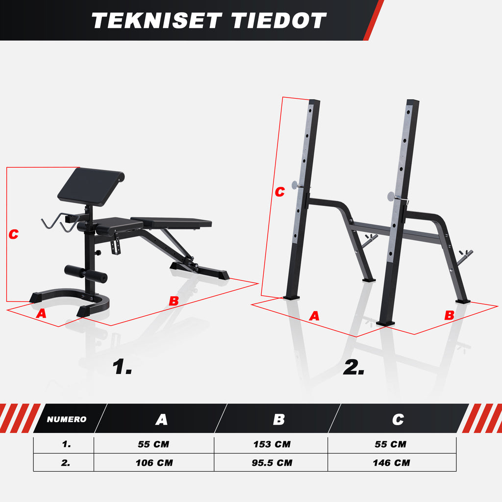 Reguleeritav 5-in-1 treeningpink, valge
