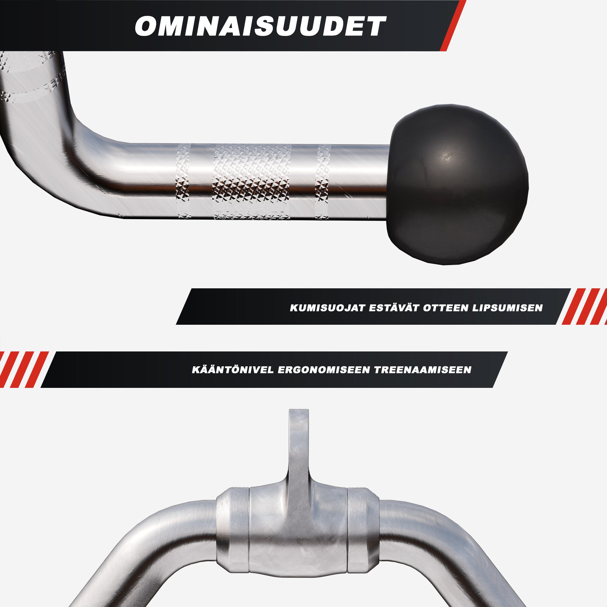 Kummiotstega sõudmiskäepide plokksüsteemile 30 cm