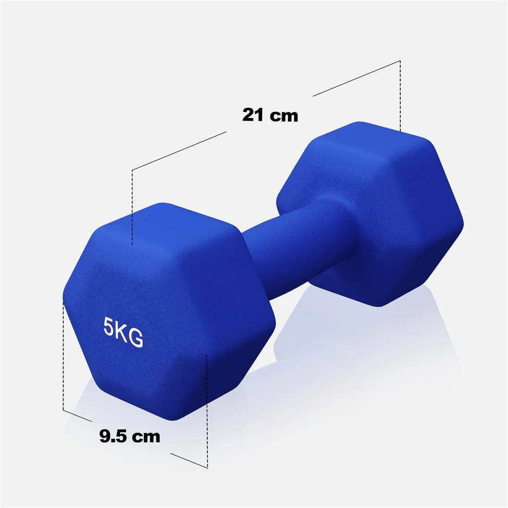 Neopreenhantlid 5 kg, 2 tk, tumesinine
